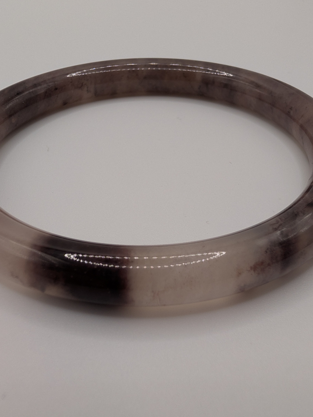 ​Certified Natural Quartzite Jade Bangle Bracelet Smoky Purple / Gray (55mm)